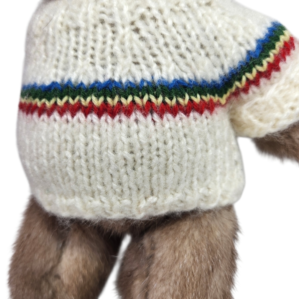 Vintage Real Mink Fur Teddy Bear in Knitted Sweater Rare Small Excellent Cond - Picture 9 of 11